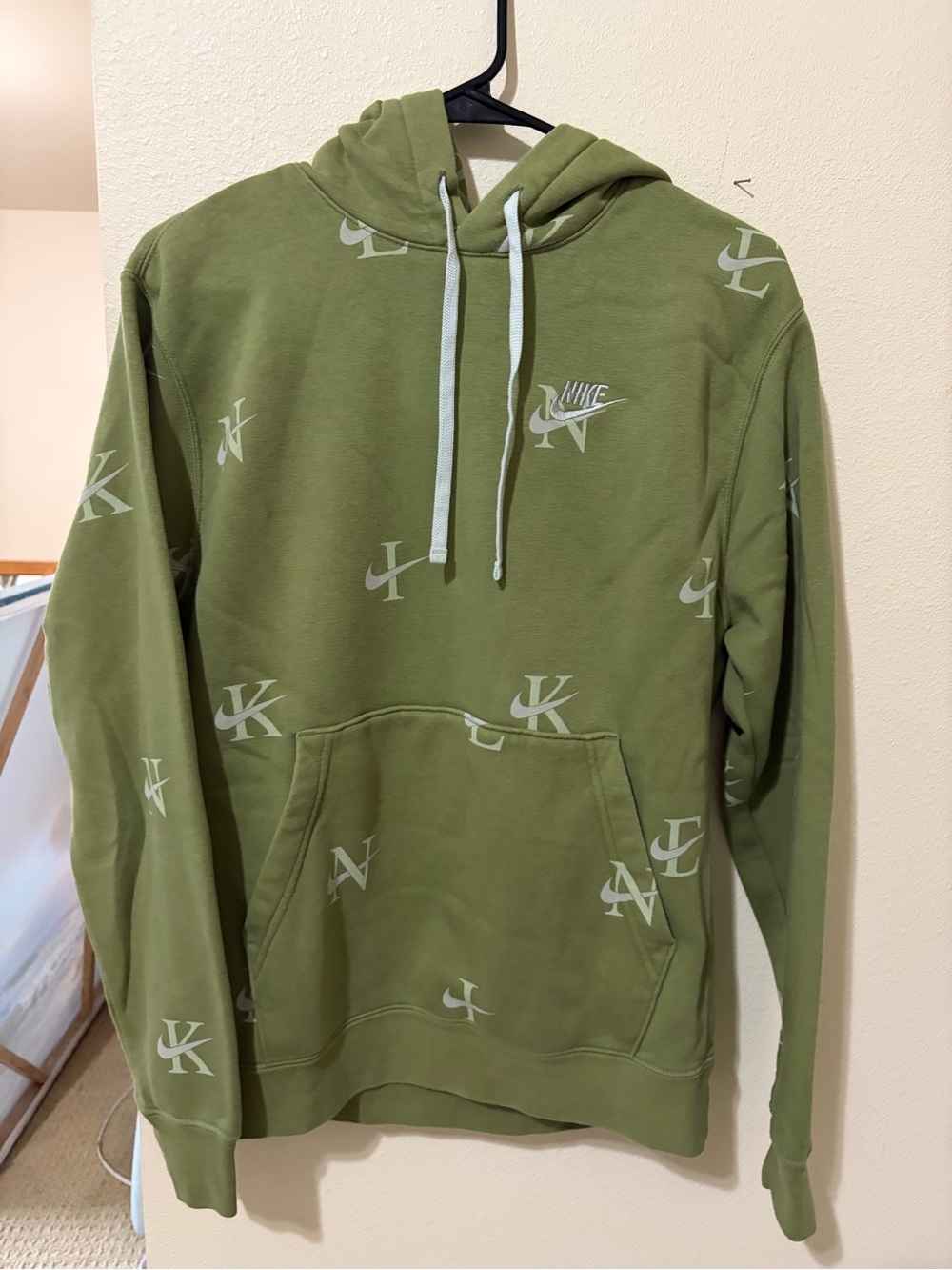 Nike Olive Green Allover Logo Hoodie